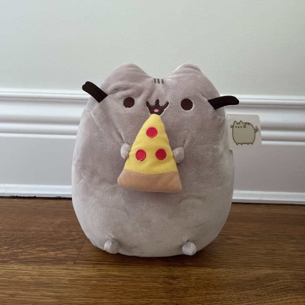 Pusheen Gray Stuffed Animal with Pizza Slice